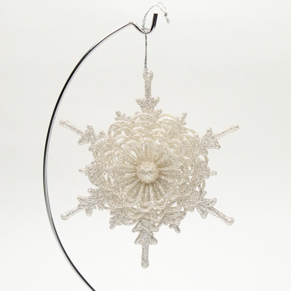 Glitter Silver Snowflake Ornament